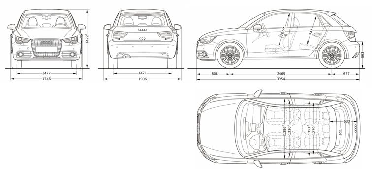 Габаритные размеры Ауди А1 (Audi A1)